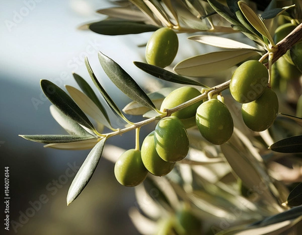 Obraz green olives on a branch