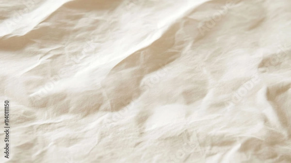Fototapeta A close-up of crumpled fabric in soft, neutral tones.