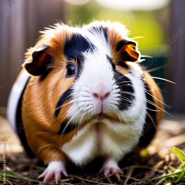 Fototapeta Haustiere - Meerschweinchen in geräumigem Innengehege