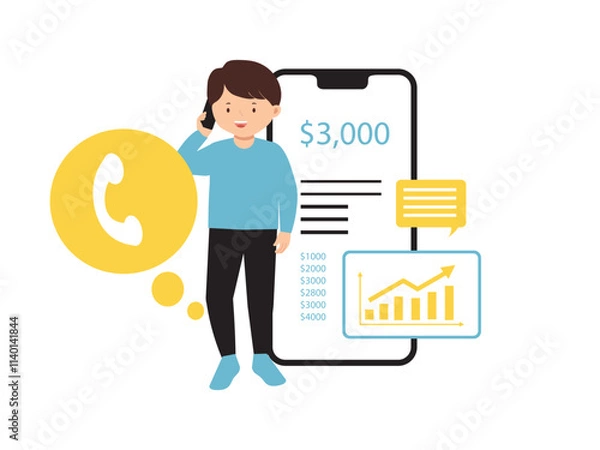 Obraz Businessman on Call with Financial Data
