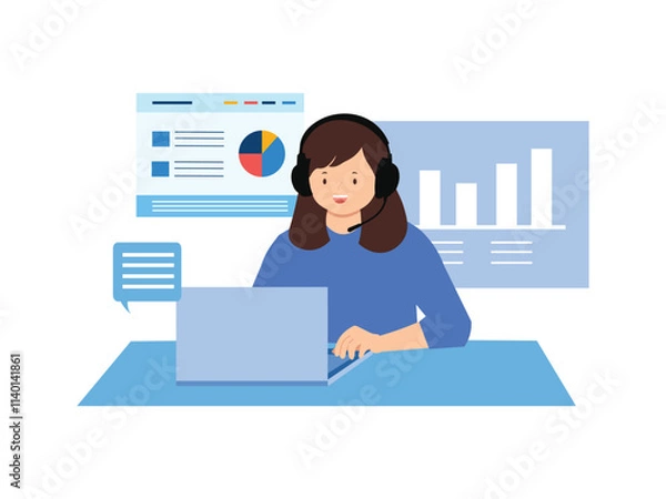 Obraz Businesswoman Analyzing Data in Office Setting
