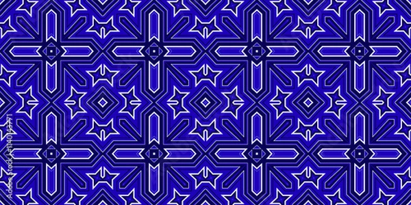 Fototapeta Seamless pattern banner blue and white. Merry Christmas. Happy New Year. Frost and snowflakes pattern