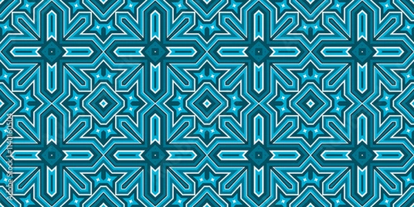 Fototapeta Seamless pattern banner blue and white. Merry Christmas. Happy New Year. Frost and snowflakes pattern
