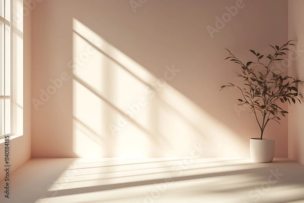 Obraz empty room with a window and flower