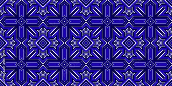 Fototapeta Seamless pattern banner blue and white. Merry Christmas. Happy New Year. Frost and snowflakes pattern