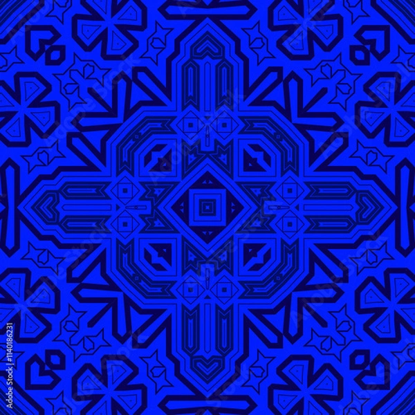 Fototapeta Seamless square pattern blue and white. Frost texture pattern. Merry Christmas. Happy New Year.