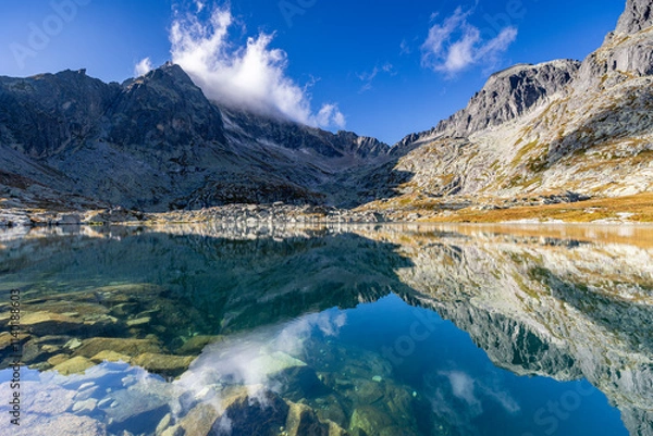 Obraz mirror lake, hiking around Téryho chate, high tatra, slovakia