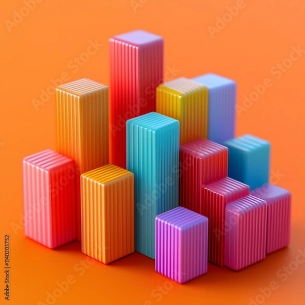 Obraz Modern 3D Bar Graph for Data