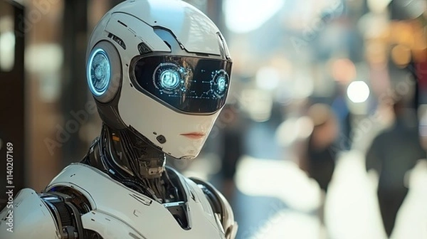 Fototapeta Artificial Intelligence Robot Digital Technology Engineer Security futuristic concept depicting role digital technology security advancements sustainable environmental technology innovations