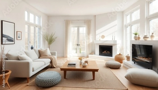Fototapeta Living Room Interior Design With Modern Concept - Hotel Living Room - Apartment Living Room Interior With Sofa - Interior Design - Modern Living Room With Furniture - Modern Style