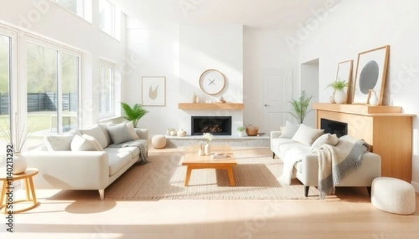 Fototapeta Modern Style - Living Room Interior Design With Modern Concept - Hotel Living Room - Apartment Living Room Interior With Sofa - Interior Design - Modern Living Room With Furniture
