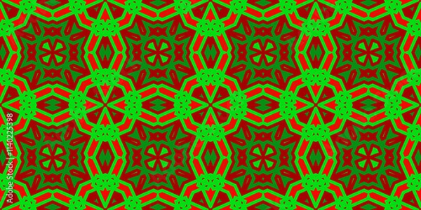 Fototapeta Seamless pattern banner red and green. Festive red and green Christmas pattern. Merry Christmas. Happy New Year.