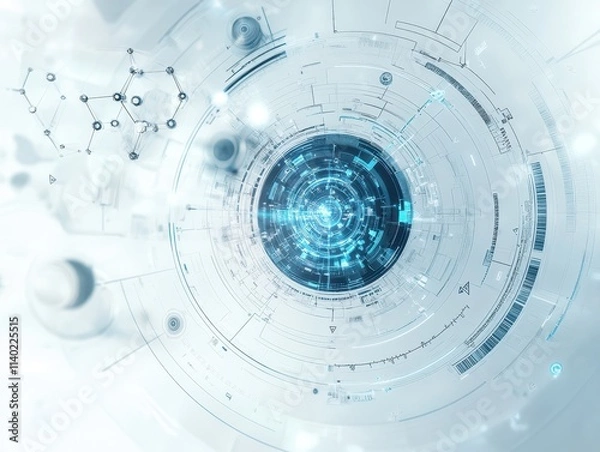 Fototapeta Abstract digital design with futuristic elements and technology motifs.