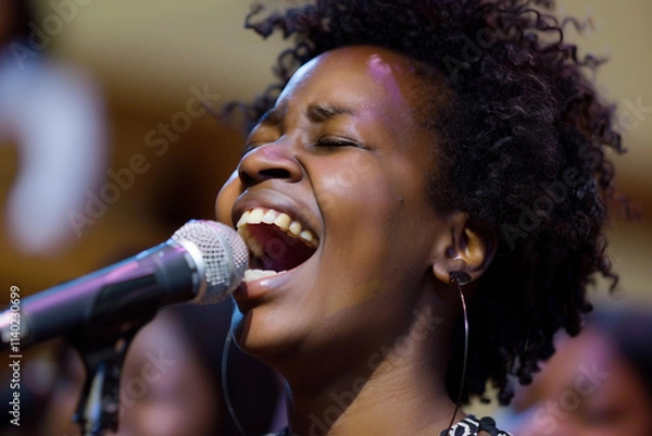 Obraz Generative AI Portrait of Peaceful Person in Church with Radiant Light and Religious Reverence