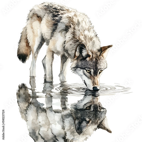 Obraz Winter Gray Wolf Clipart Vector Illustration
