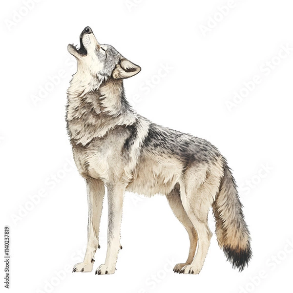 Obraz Winter Gray Wolf Clipart Vector Illustration