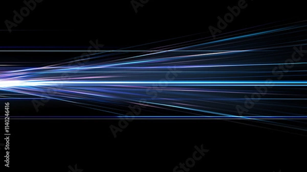 Fototapeta Abstract Cosmic Nebula: Electric Blue Light Speed Lines on a Dark Canvas, Ideal for Futuristic and Sci-Fi Designs. High-Resolution Vector Background with Copy Space.