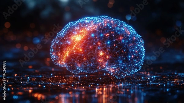 Fototapeta glowing digital brain with neural connections, symbolizing artificial intelligence