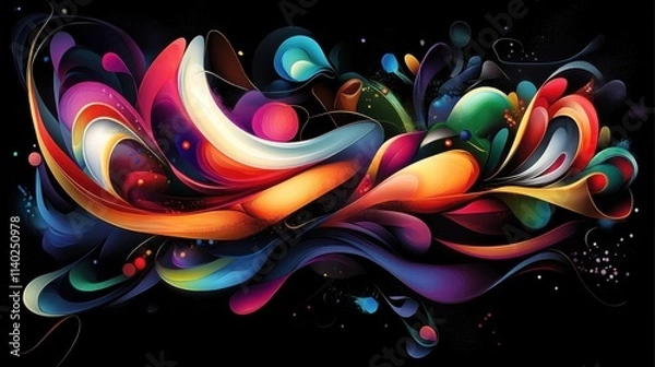 Fototapeta Vibrant Abstract Colorful Swirls and Splashes Digital Art