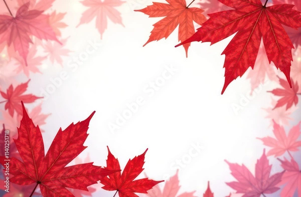 Fototapeta white blank postcard against the background with red maple leaves