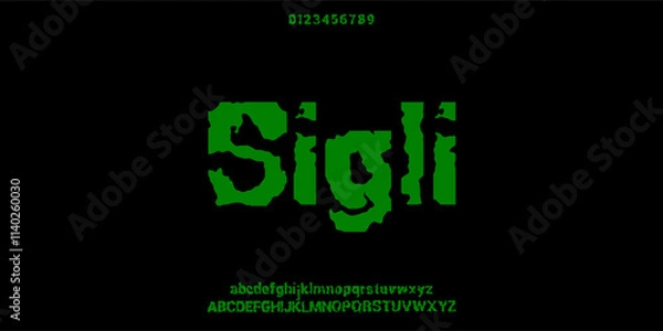 Fototapeta Font Ink Watter Blood Messy Uppercase Lowercase Number Alphabet