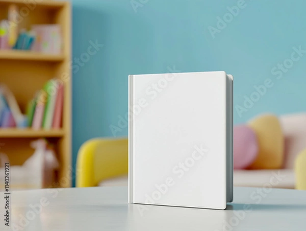 Obraz White cover book mockup library background kid story concept