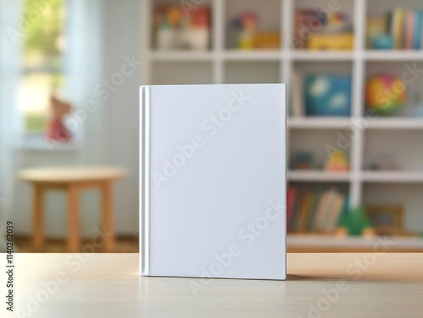 Obraz White cover book mockup library background kid story concept
