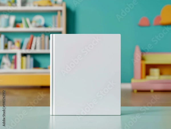 Obraz White cover book mockup library background kid story concept