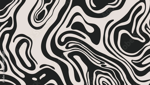 Fototapeta Wavy lines abstract background. Trendy psychedelic retro style backdrop. Waves, swirl and twirl pattern. Twisted distorted vector texture. Y2k aesthetic design