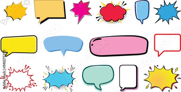 Fototapeta Comic speech bubbles set collection,speech, comic, cartoon, talk.