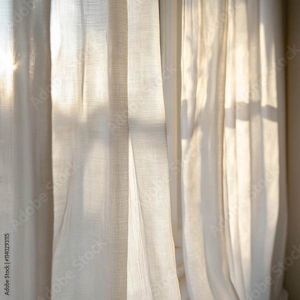 Obraz sunlight trough curtain with curtains