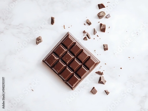 Obraz A simple piece of dark chocolate on white background 