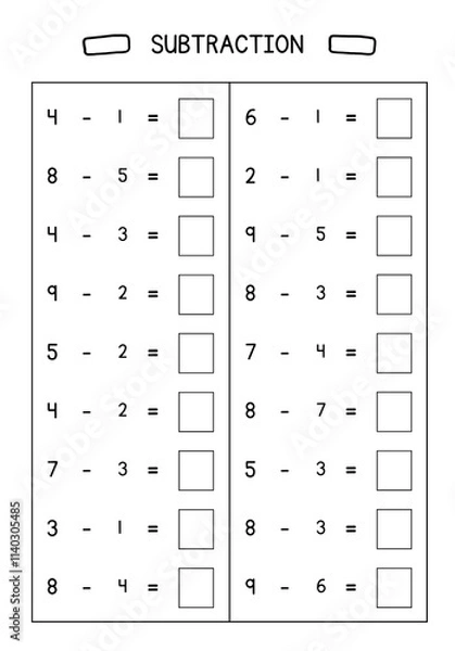 Fototapeta Math worksheet 