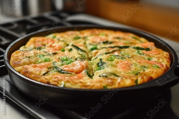 Obraz Haemul Pajeon is a Korean pancake made with seafood and scallions