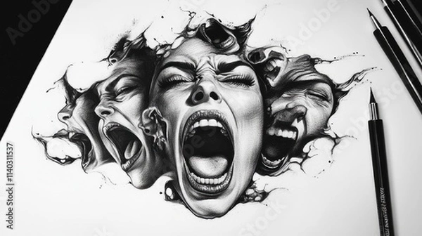 Obraz The Scream - A Graphite Drawing