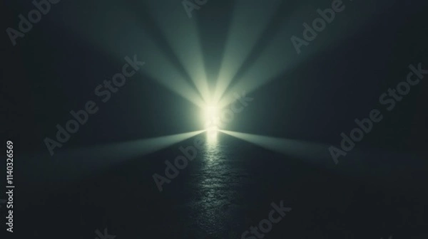 Fototapeta A bright light emanates from an open door in a dark space, creating a sense of mystery.