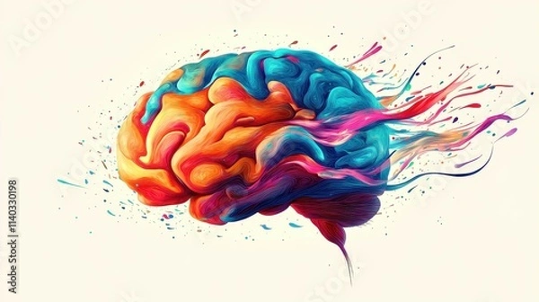Fototapeta Vibrant and Expressive Artistic Representation of the Human Brain