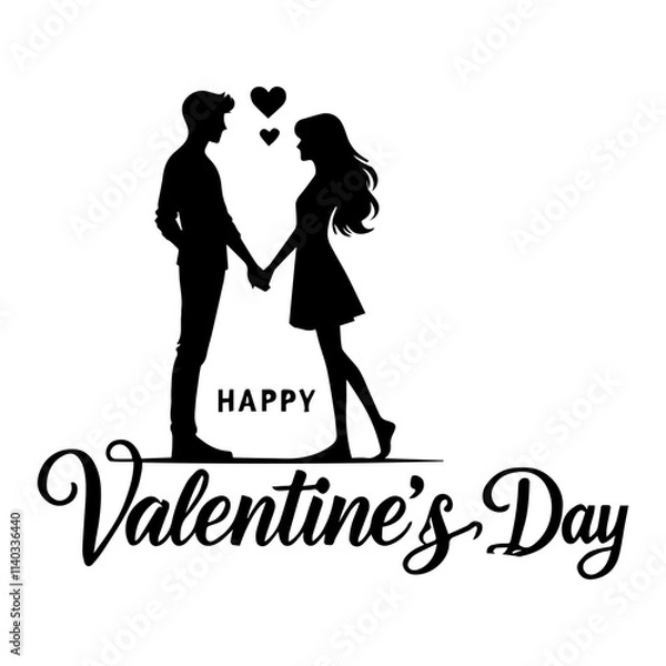 Obraz Valentines Day Couple Silhouette Vector Illustration