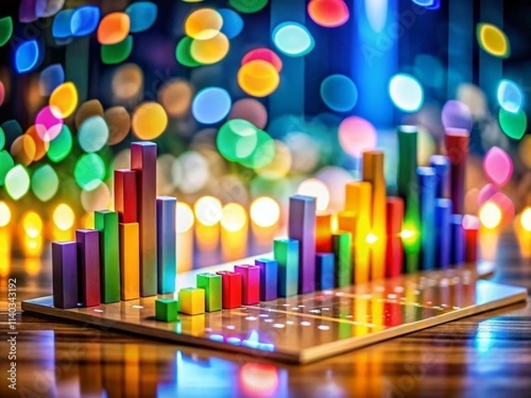 Fototapeta Data Analytics Visualization: Miniature Tilt-Shift Photography of Charts & Graphs