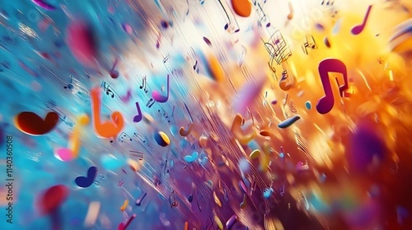 Obraz Vibrant musical notes creating joyful chaos.
