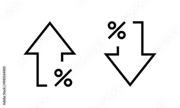 Obraz Percent growth and decline arrow icon. Increase and decrease percentage concept