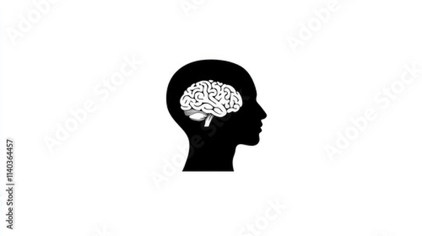 Obraz Silhouette of a Head with a Brain Inside
