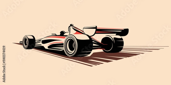 Obraz formula one bolide stylized vector symbol, outlined sketch