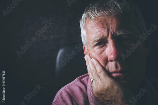 Fototapeta Older depressed man, selective focus,