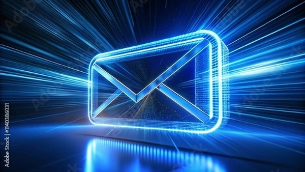 Fototapeta Email Marketing Long Exposure Photography: Digital Communication & Blue Background Render