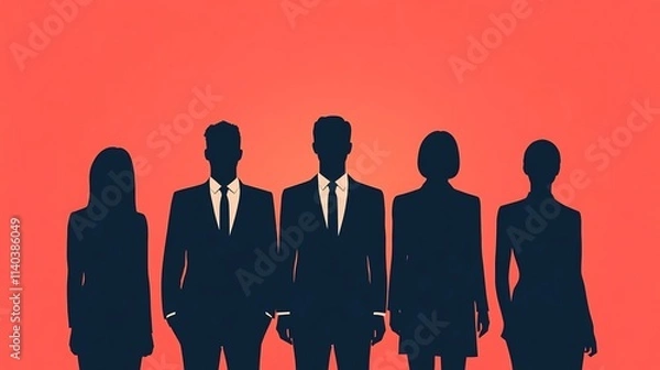 Fototapeta Silhouette Business Data Analytics Team in Corporate Office Setting