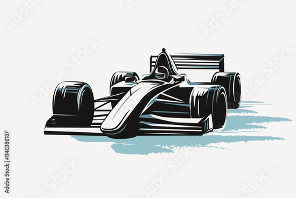 Obraz formula one bolide stylized vector symbol, outlined sketch