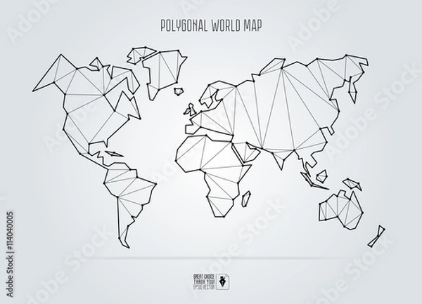 Obraz Polygonal abstract world map. Vector illustration