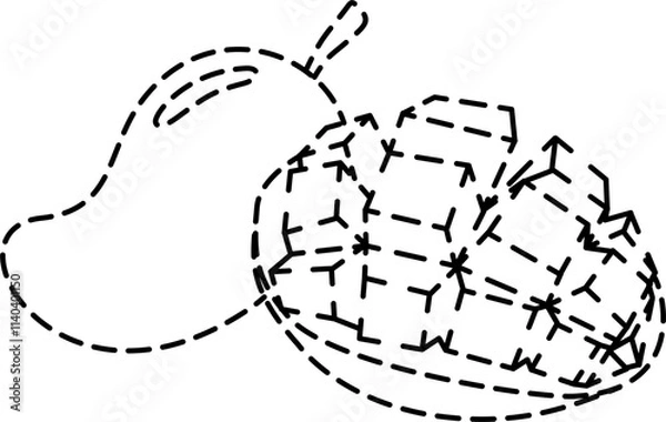Fototapeta Peeled mango coloring tracing vector