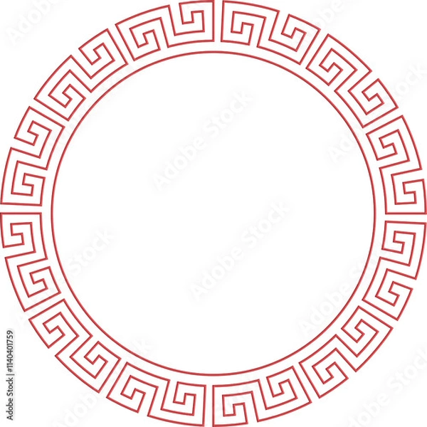 Fototapeta 3D Chinese geometric round frame and border outline with circle illustration